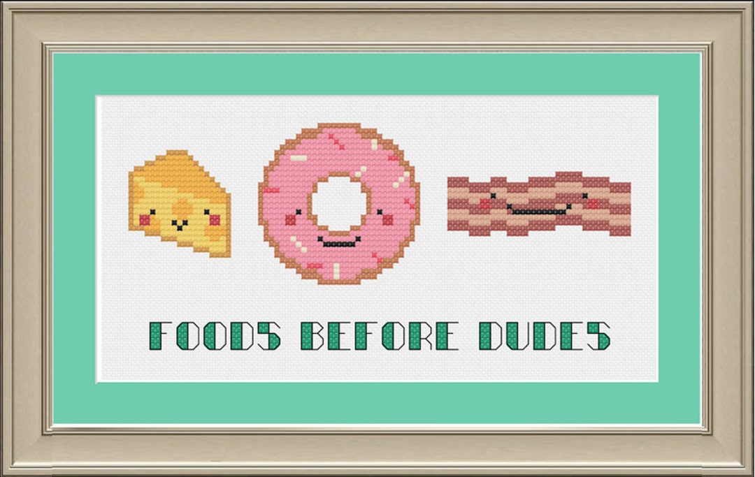 Foods Before Dudes: Funny Food Cross-stitch Pattern - Etsy