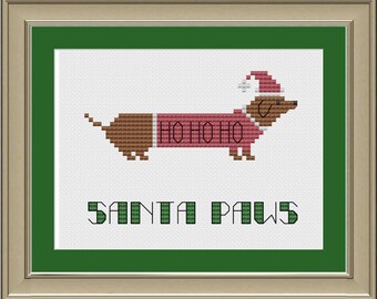 Santa paws: cute Christmas dachshund cross-stitch pattern