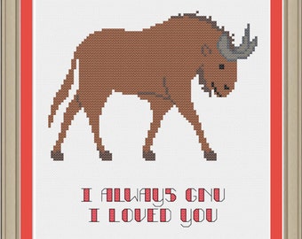 I always gnu I loved you: cute cross-stitch pattern
