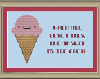 When all else fails, the answer is ice cream: cute cross-stitch pattern
