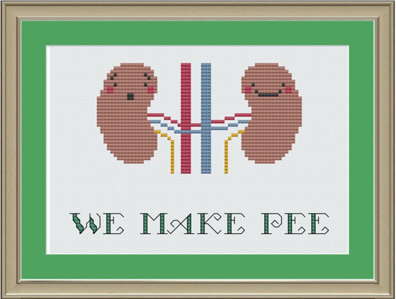 We Make Pee Nerdy Kidney Crossstitch Pattern Etsy