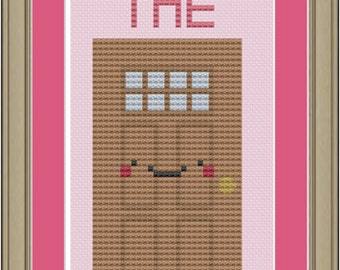 Shut the front door: funny cross-stitch pattern