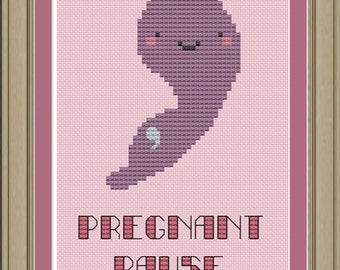 Pregnant pause: funny comma cross-stitch pattern