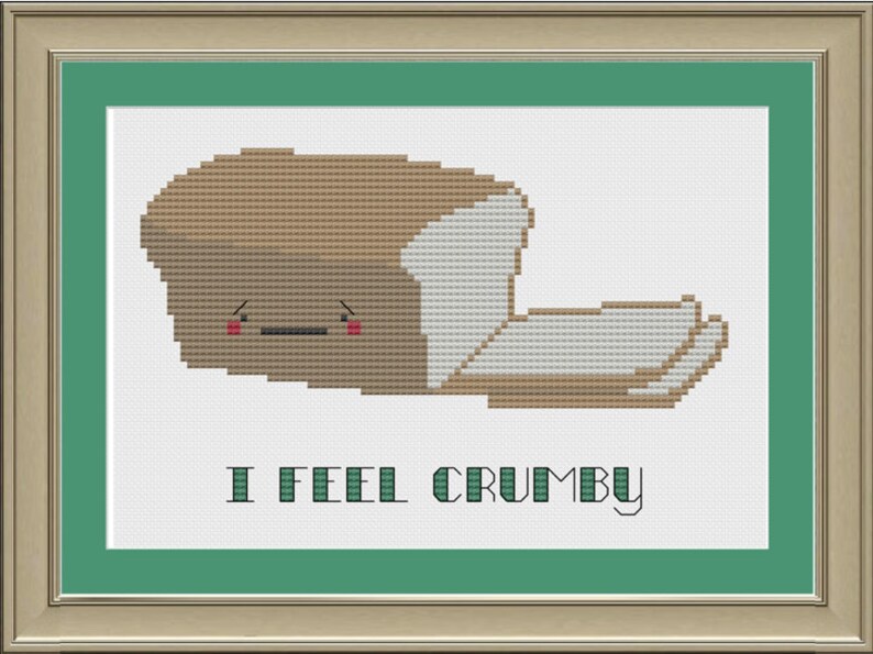 I feel crumby: funny bread cross-stitch pattern image 1
