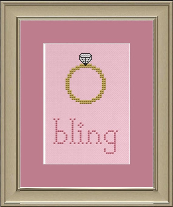 Bling Diamond Ring Crossstitch Pattern Etsy
