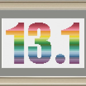 レインボー 13.1: クールなハーフマラソンのクロスステッチパターン