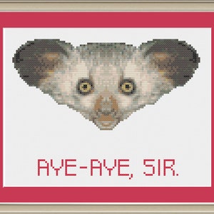 Aye-aye, sir: funny aye-aye cross-stitch pattern