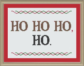 Ho ho ho, ho: funny Christmas cross-stitch pattern