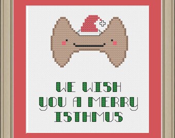 We wish you a merry isthmus: funny Christmas thyroid cross-stitch pattern