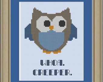 Whoa. Creeper: Funny owl cross-stitch pattern
