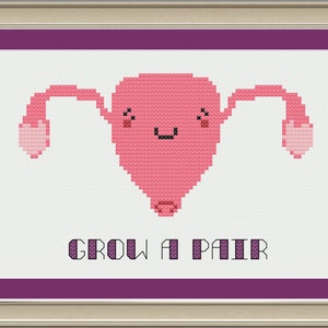 Grow a pair: funny uterus cross-stitch pattern