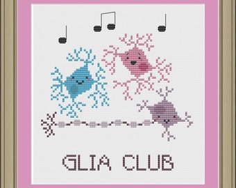 Glia club: nerdy neuron cross-stitch pattern