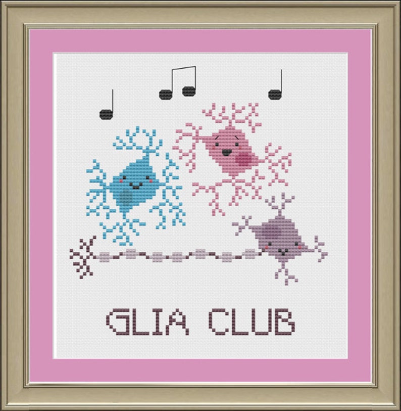 Glia club: nerdy neuron cross-stitch pattern | Etsy