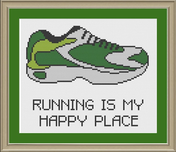 Running Is My Happy Place Running Shoe Cross Stitch Pattern Etsy Running Is My Happy Place Running Shoe Cross Stitch Pattern Etsy