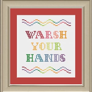 Warsh your hands: funny cross-stitch pattern
