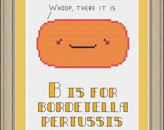 B is for bordetella pertussis: nerdy microbe alphabet series cross-stitch pattern