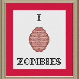 I love zombies: funny cross-stitch pattern
