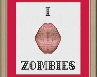 I love zombies: funny cross-stitch pattern