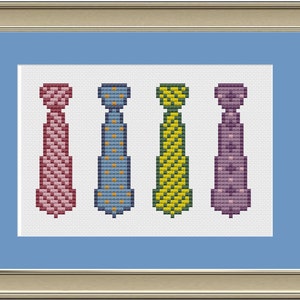 Necktie assortment: cute cross-stitch pattern