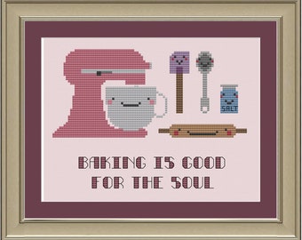 Baking is good for the soul: cute cross-stitch pattern