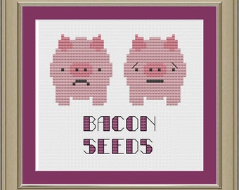 Bacon seeds: funny pig cross-stitch pattern