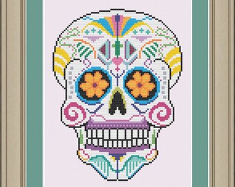 Sugar skull: cool cross-stitch pattern