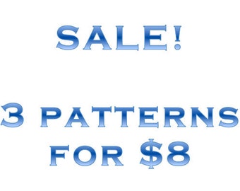 Cross-stitch pattern sale: 3 patterns for 8 dollars