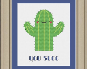 You succ: funny cactus cross-stitch pattern
