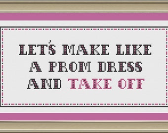 Let's make like a prom dress and take off: funny cross-stitch pattern