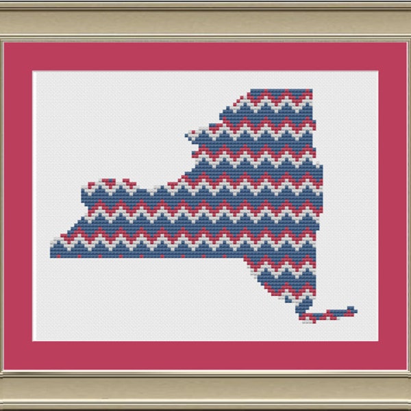 Chevron stripe New York silhouette: cool cross-stitch pattern