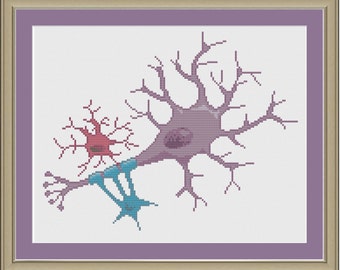 Neuron: nerdy science cross-stitch pattern