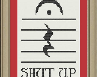 Shut up: funny music cross-stitch pattern
