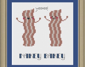 Nakey bakey: cute bacon cross-stitch pattern