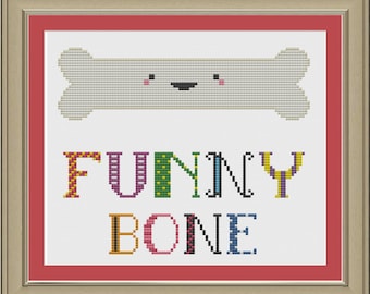 Funny bone: cute cross-stitch pattern