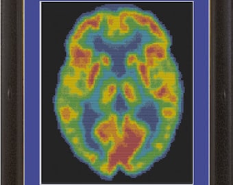 PET scan of brain: science cross-stitch pattern