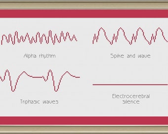 EEG waveforms: nerdy cross-stitch pattern