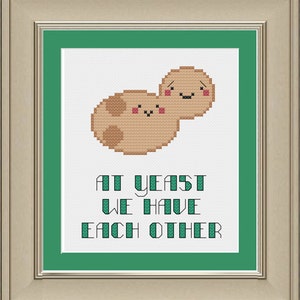 At yeast we have each other: nerdy microbiology cross-stitch pattern