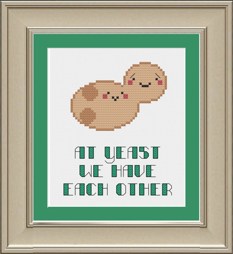 At yeast we have each other: nerdy microbiology cross-stitch pattern image 1