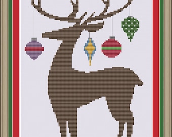 Reindeer silhouette: cute Christmas cross-stitch pattern