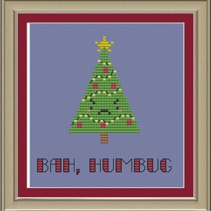 Bah, humbug Christmas tree: funny cross-stitch pattern