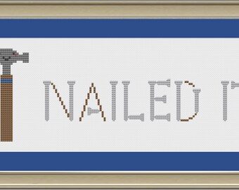 Nailed it: funny hammer and nails cross-stitch pattern