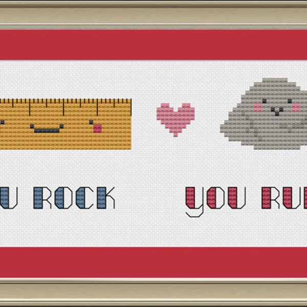 You rock, you rule: cute cross-stitch pattern