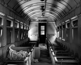 Train Interior Photograph - 16x20 inch Black and White Photo - Grant Brittain Fine Art
