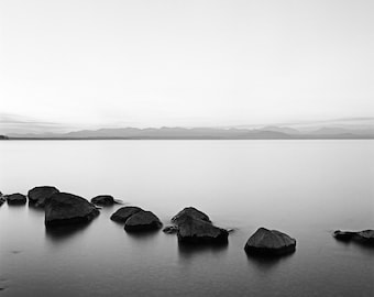 Grant Brittain 18X24 Inch Black and White Fine Art Photograph - "Zen Lake" - Landscape Photograph