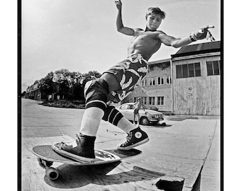 Rodney Mullen Skateboarding Photograph - Rodney Mullen 1985 Swedish Summer Camp Skateboard Photo - 12x16 and 18x24 Inch Sports Print