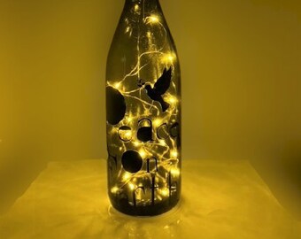 Recycled Glass Bottle with fairy lights - Peace On Earth