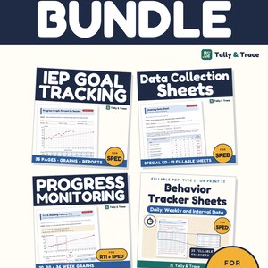 IEP Data Collection Sheets Bundle, Goal Tracking, Progress Monitoring, Behavior Tracker, Sped Data Sheets