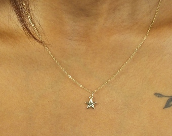 SPECIAL OFFER - 14k Gold Puffy Star Charm Necklace, Limited Quantity, Gift for Her