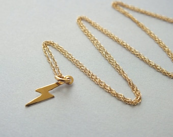 SPECIAL OFFER - 14k Gold Dainty Lightning Bolt Necklace, Lightning Bolt Necklace, Limited Quantity