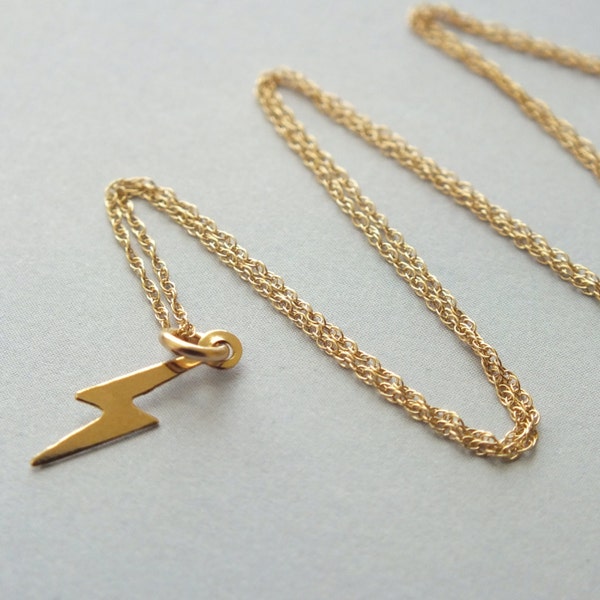 Gold Lightning Bolt Necklace Etsy